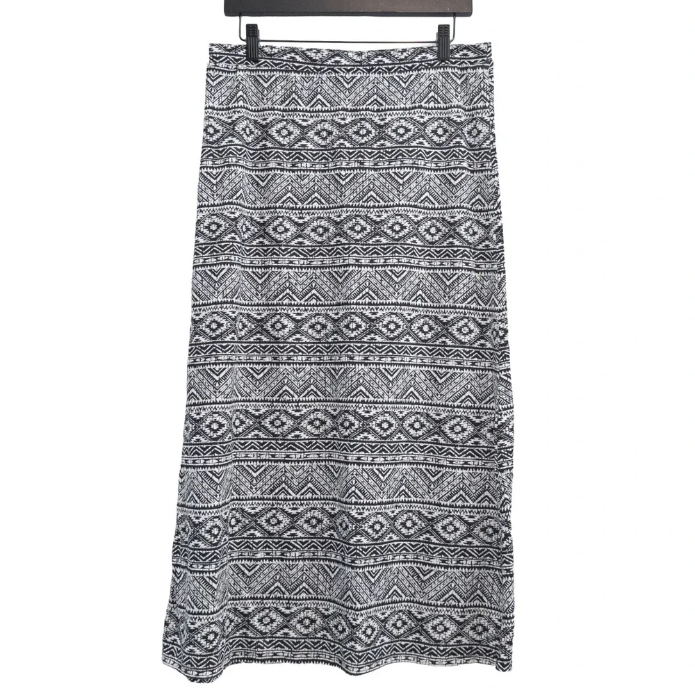 Arizona Jean Co Maxi Skirt Girls L Plus 14.5-16.5 Black White Tribal Aztec Boho